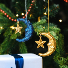 Елочная игрушка "Луна с золотой звездой" 6 см, цвет золото