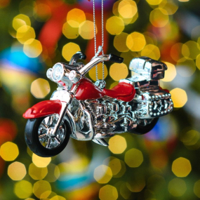 Елочная игрушка "Мотоцикл" 12,2х7 см, красная