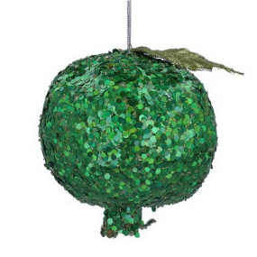 Елочная игрушка "Сияющий гранат" 9 см, зеленая