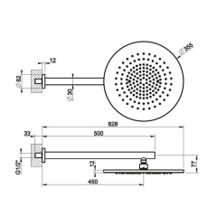 Лейка для душа Gessi 316 54148.239, потолочная, брашированная сталь
