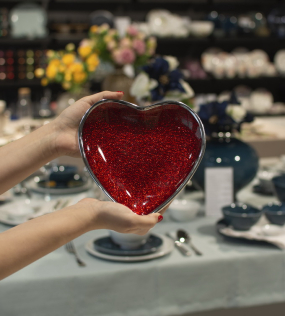 Блюдо "Сердце" 19х19 см, красное