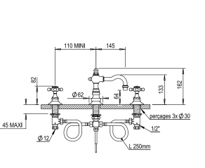 Смеситель для раковины Horus Julia/Victoria 19.260 VB, состаренная бронза