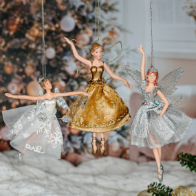 Новогодняя игрушка "Танцующая фея" 12 см, в ассортименте