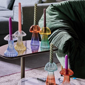 Подсвечник Glass Design Mushroom 15 см, желтый/зеленый