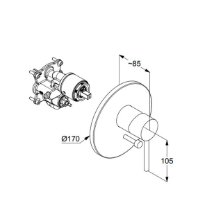 Внешняя часть Kludi Bozz 386503976 смесителя для ванны, черный матовый
