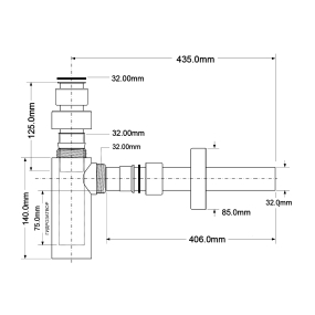 Сифон для раковины McAlpine CA32EU-CB, 1,1/4x32 мм, хром