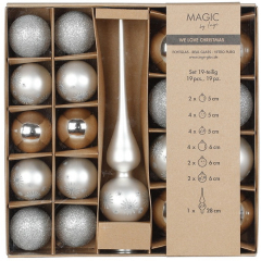 Набор украшений для елки "One-Two-Tree!", 19 предметов, цвет серебро