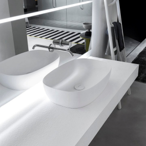 Раковина Antonio Lupi Senso, 60х40, из Flumood, с клапаном, белый матовый