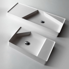 Раковина Antonio Lupi Simplo 108х47, из Flumood, с клапаном, белый матовый