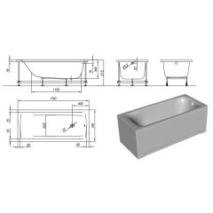 Ванна Kolpa-San Evelin 170х75, акриловая, белая