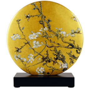 Ваза круглая "Цветущие ветки миндаля" 22,5 см, цвет золото