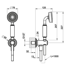 Комплект для душа Gessi Venti20 65123.726, брашированная теплая бронза PVD