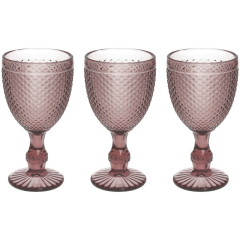 Набор бокалов Glass Diamante 280 мл, 3 шт, розовый