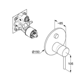 Внешняя часть Kludi Bozz 38759N076 смесителя для душа, брашированное золото