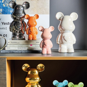 Фигурка декоративная "Медведь" 18 см, оранжевая