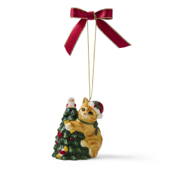 Елочная игрушка Spode Christmas Tree Ornaments "Кот и елка" 8 см