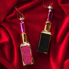 Елочная игрушка "Помада черная" 11 см