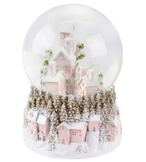 Снежный шар "Городок" 16 см, цвет розовый