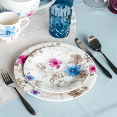 Тарелка салатная Mariefleur Gris Basic 21 см, цветочный декор