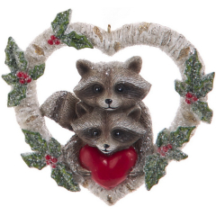 Елочная игрушка "Еноты в сердце" 9,5 см