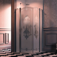 Душевой уголок Huppe Design Victorian 90х90, стекло Frozen Grace, профиль хром