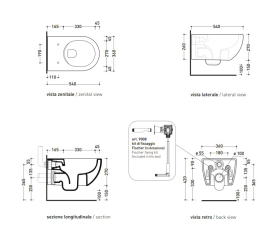 Унитаз подвесной Flaminia App 54х36, с сиденьем, Cenere