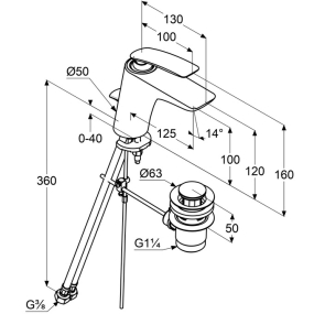Смеситель для раковины Kludi Balance 520230575, с клапаном, хром