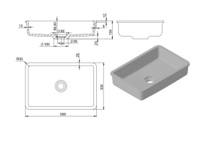 Раковина Holbi Neptune 50 SR 50х33, из Soft Rock, белая матовая, с клапаном
