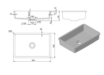 Раковина Holbi Neptune 50 SR 50х33, из Soft Rock, белая матовая, с клапаном