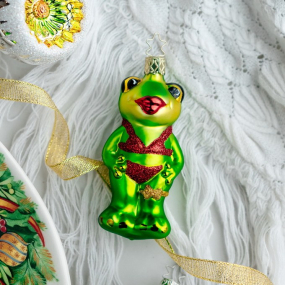 Игрушка на елку "Пляжная вечеринка (лягушка)" 10,5 см