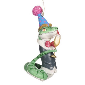 Елочная игрушка "Змея с розовой бабочкой" 10 см