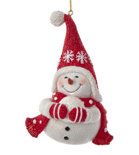 Новогодняя игрушка "Снеговичок со снежком" 10,2 см