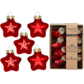 Набор елочных игрушек "Звезды" 4 см, 8 шт, цвет красный