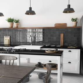 Плитка керамическая Equipe Manacor 10х10, Black, 8 мм