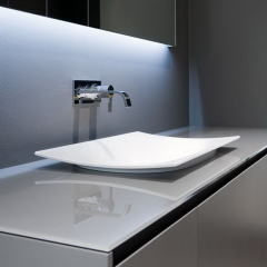 Раковина Antonio Lupi Foglio, 63х41, из Flumood, с клапаном, белый матовый