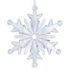 Елочная игрушка "Снежинка с радужным блеском" 10 см