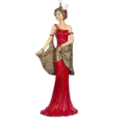 Елочная игрушка "Девушка Гэтсби с пером" 15 см