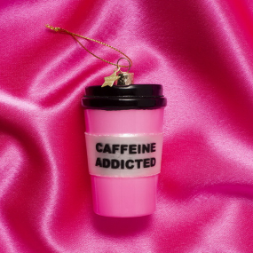 Елочная игрушка "Кофейная кружка" 11 см, цвет розовый