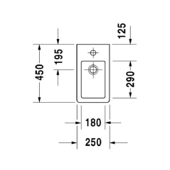 Раковина Duravit Vero, 45х25, крепление в торце, 0702250000
