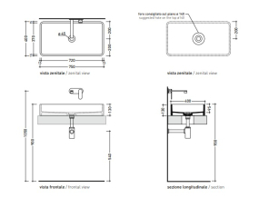 Раковина накладная Flaminia Miniwash 75х40 MWL75PET, Petrolio