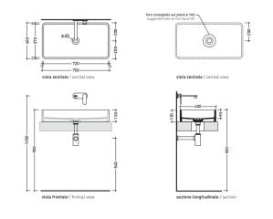 Раковина накладная Flaminia Miniwash 75х40 MWL75PET, Petrolio