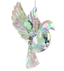 Елочная игрушка "Радужный голубь" 12 см