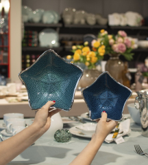 Чаша декоративная "Звезда" 17х6 см, голубая