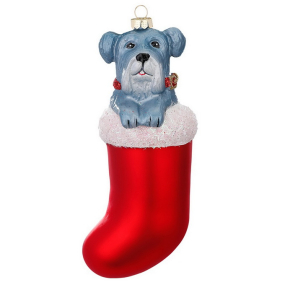 Елочная игрушка "Шнауцер в носке" 14 см