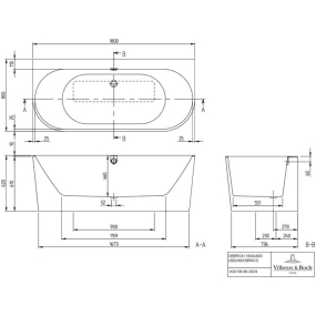 Ванна квариловая Villeroy & Boch Oberon 2.0 180х80, с панелью, UBQ180OBR9CD00V-01