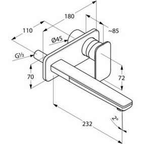 Внешняя часть Kludi E2 492450575 смесителя для раковины, хром