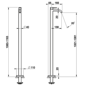 Смеситель для ванны Gessi 316 54097.239, напольный, брашированная сталь