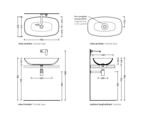 Раковина накладная Flaminia Nuda 75х43 ND75AFAN, Fango