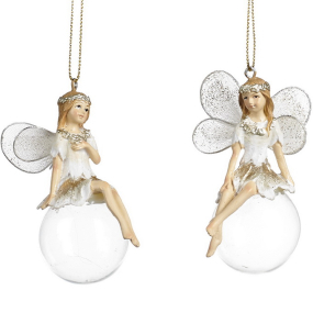 Новогодняя игрушка "Фея на шаре" 8,5 см, в ассортименте