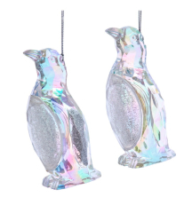 Новогодняя игрушка "Прозрачный пингвин" 10,2 см, в ассортименте